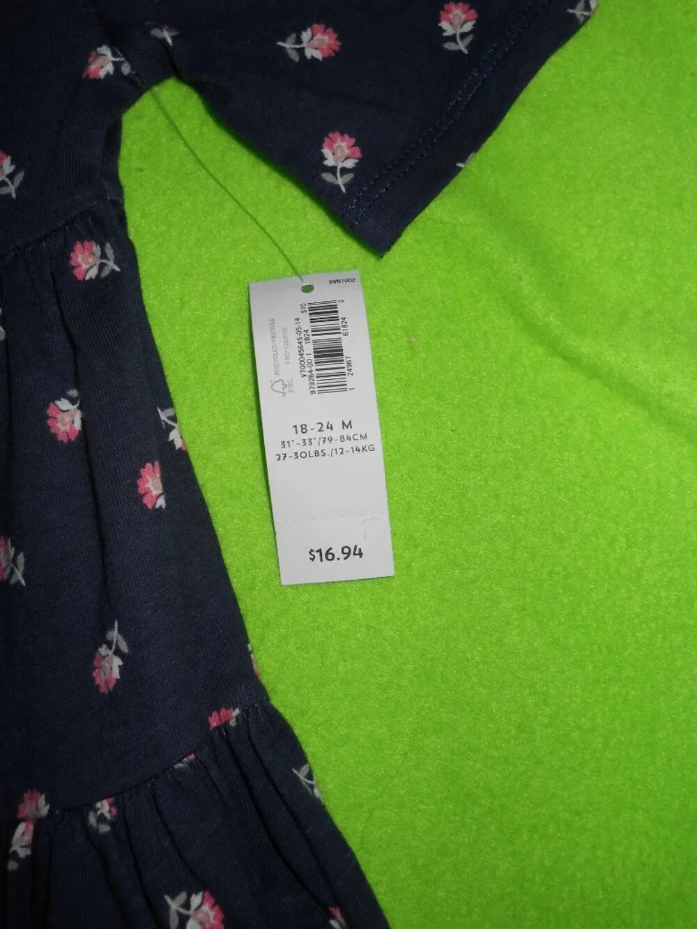 NWT ~ Old Navy Baby Navy Print Short Sleeve Dress ~ Size 18-24 M ~ MSRP $16.94